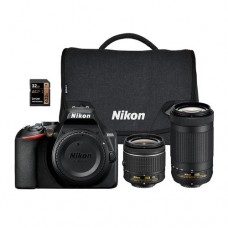 Nikon D3500 DSLR Camera + 18-55mm G VR + 70-300mm G ED Lens + SD Card + Shoulder Bag